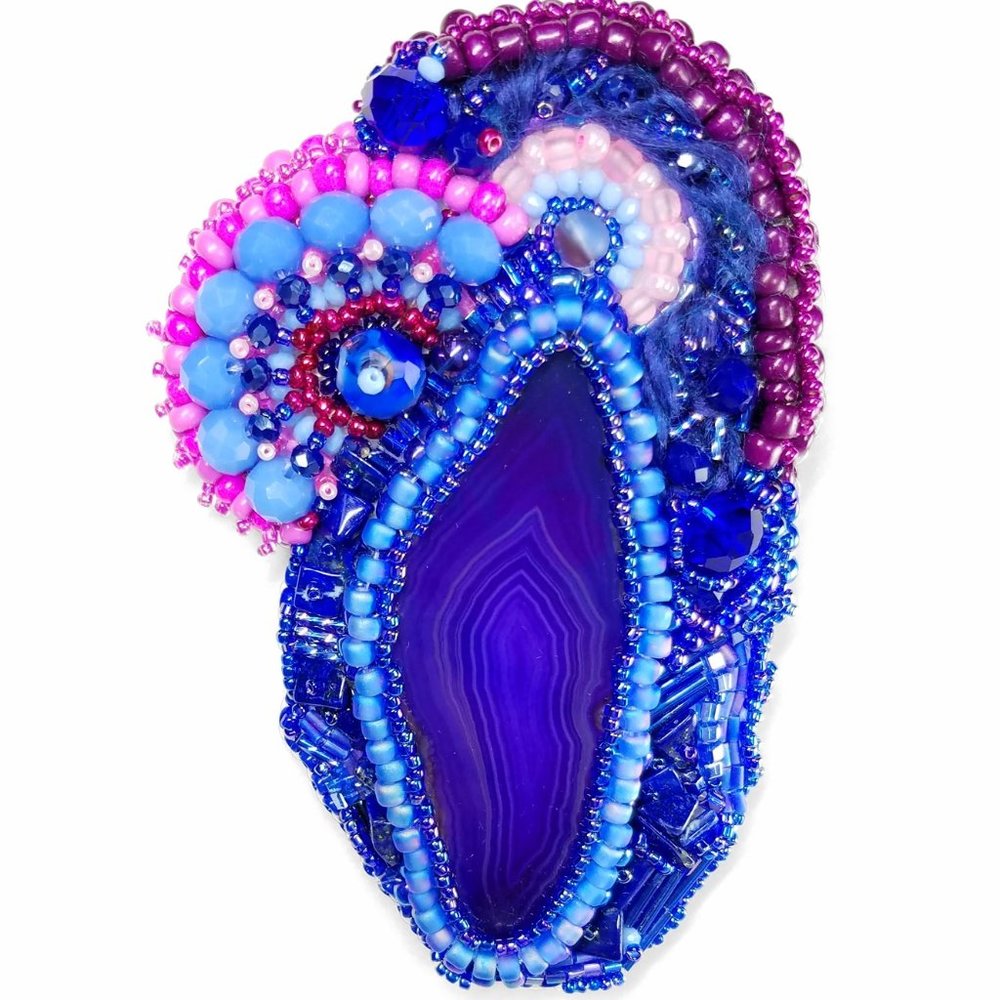 Beaded-Embroidery "Scream" Brooch, Fashion Pin, Statement Jewelry